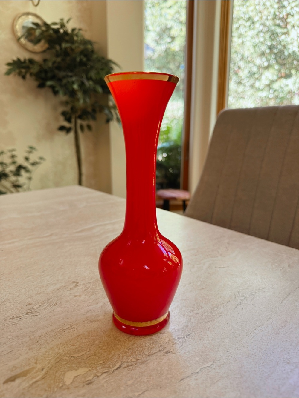 Vintage MCM red Japanese style vase.